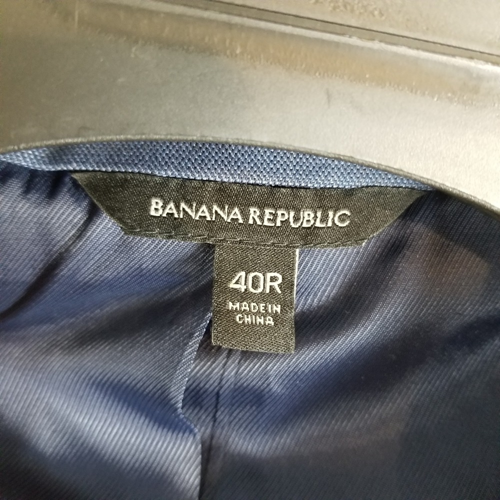 Banana Republic Suit Jacket Mens 40R Blue Slim Fit Marzotto Italian Wool Blazer - Picture 3 of 10